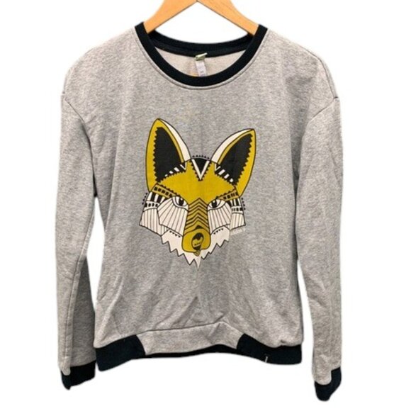 Adidas Neo Sweatshirt Women’s Gray‎ Fox Pullover Crewneck Fleece Long Sleeve M - Picture 1 of 9